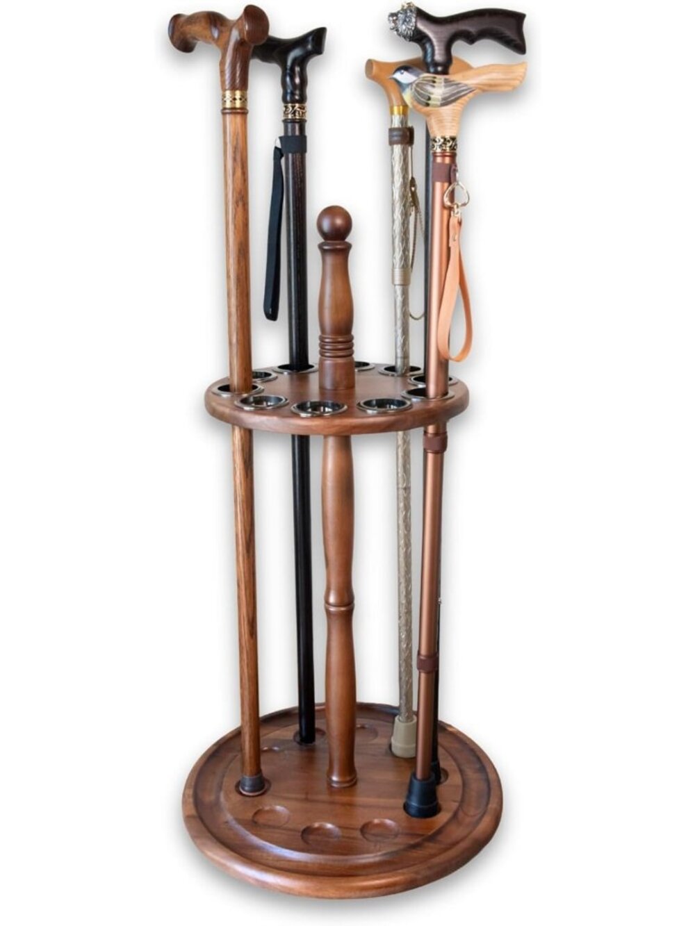 Wooden Cane Stand Holder for Walking Sticks & Canes - Stylish Caramel Finish
